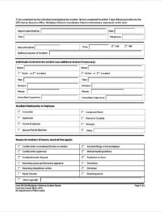 5 Editable Employee Workplace Incident Report Template Pdf
