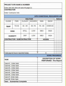 5 Printable Construction Daily Field Report Template Word