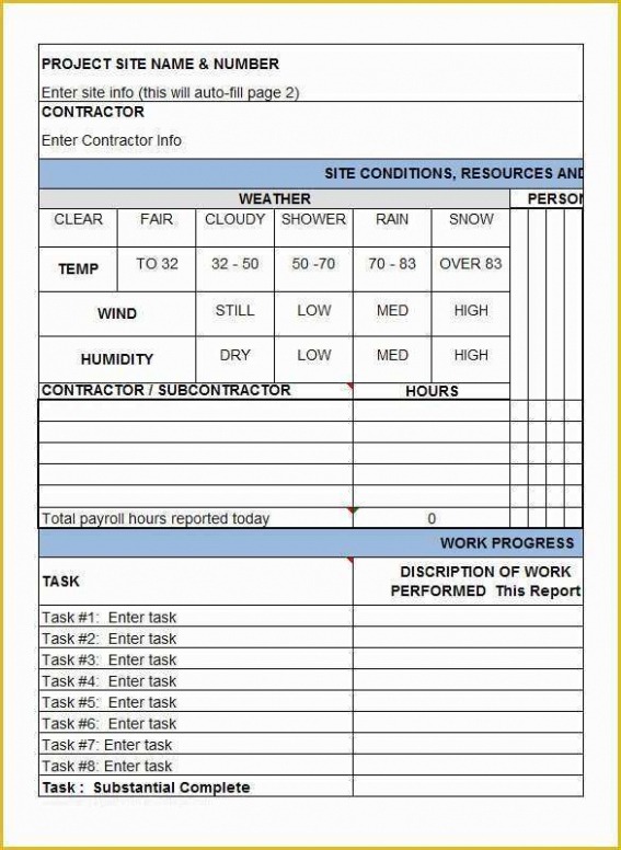 5 Printable Construction Daily Field Report Template Word