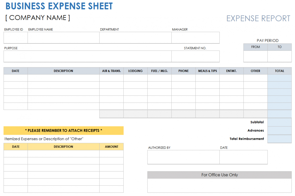 6 Printable Expense Report Template Numbers Mac Xls
