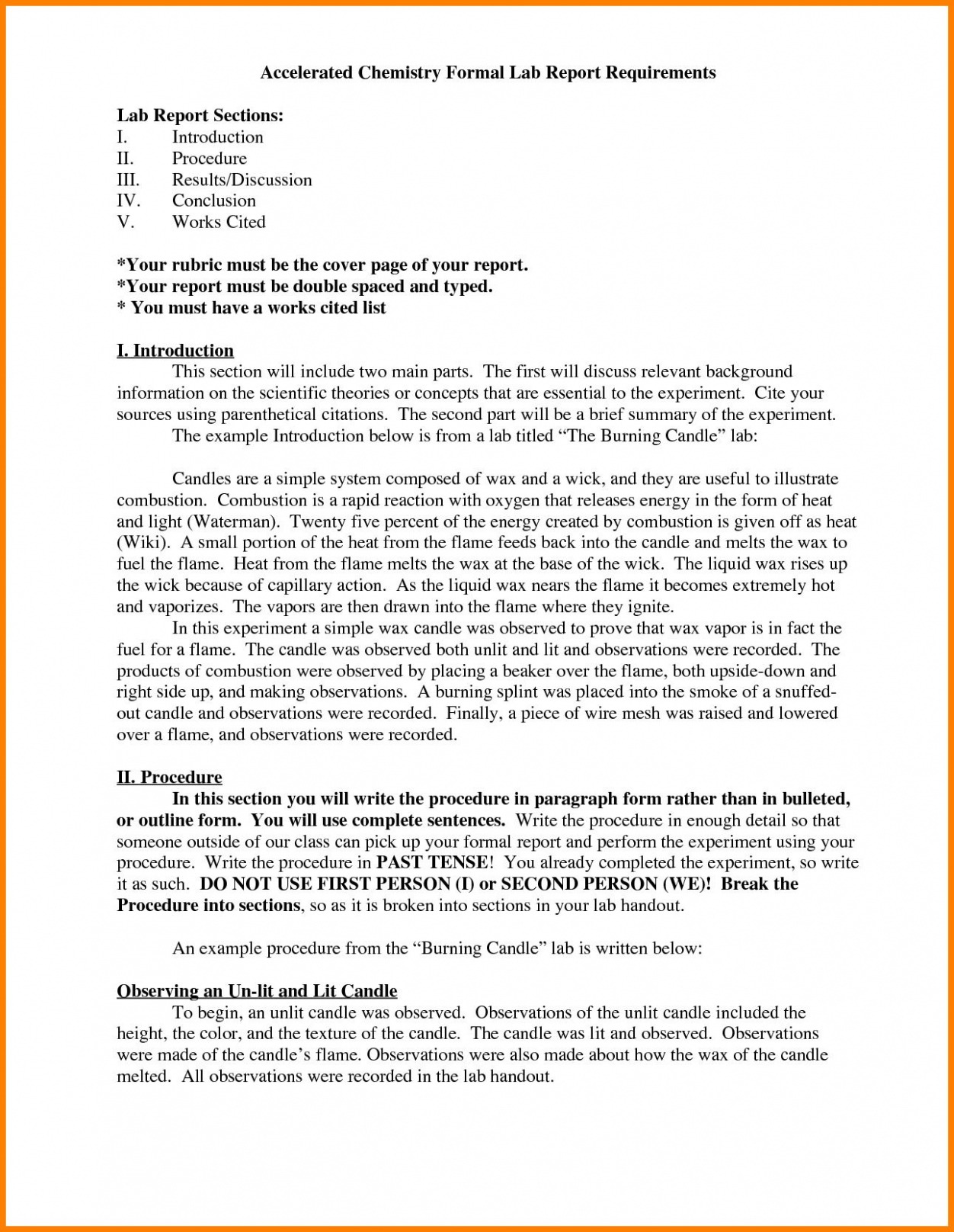 7} Editable Formal Lab Report Template Chemistry Doc