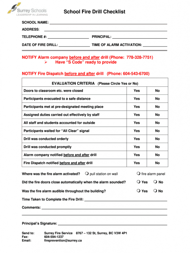 9  Fire Evacuation Drill Report Template