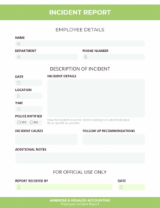 9 Printable Employee Workplace Incident Report Template Word
