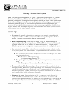 9 Printable Formal Science Lab Report Template Pdf