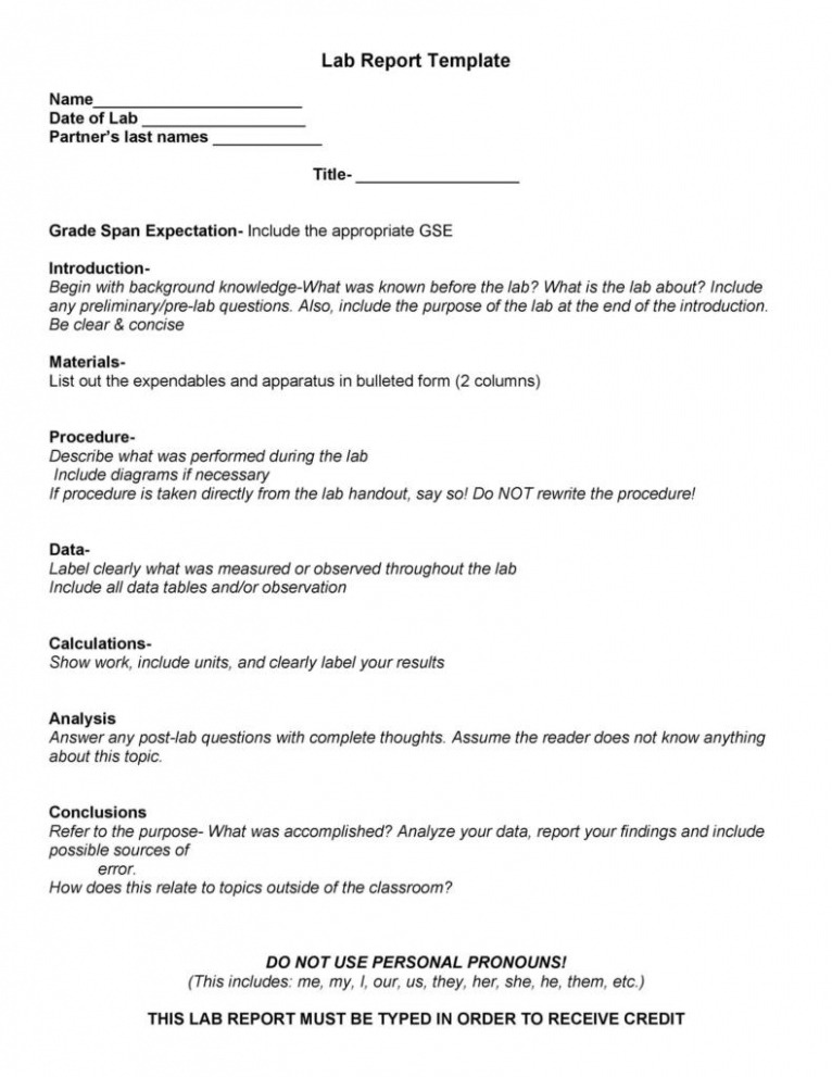 Best  Apa Style Lab Report Template Word