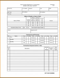 Best Printable Daily Field Report Template Construction Example
