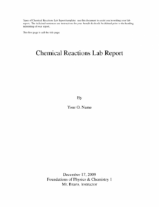 Editable Title Page Lab Report Template Sample