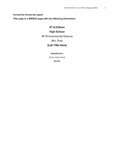 Free  Apa Style Lab Report Template Word
