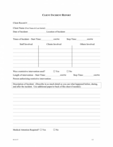 Free  Customer Service Incident Report Template Doc