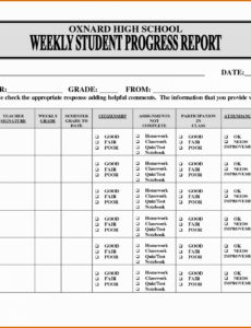 Free Editable Student Weekly Progress Report Template Word