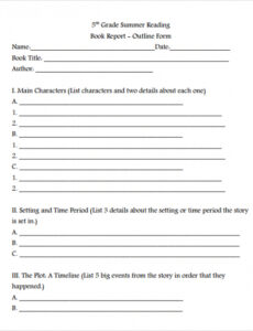 Free Printable Book Report Template For 5Th Grade Docs