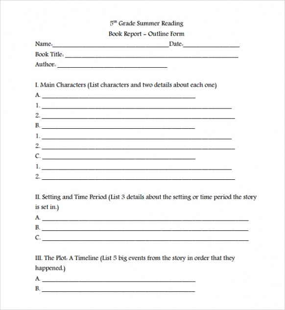 Free Printable Book Report Template For 5Th Grade Docs