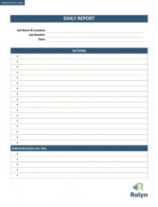 Free Printable Daily Field Report Template Construction Doc