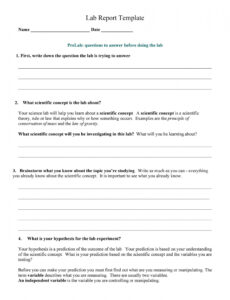 Free Printable Formal Lab Report Template Chemistry Xls
