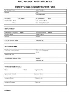 Top Printable Company Vehicle Accident Report Template Doc