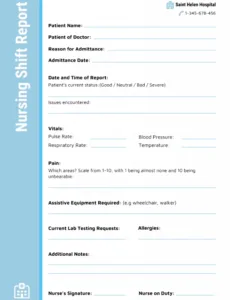 Top Printable End Of Shift Report Template Sample