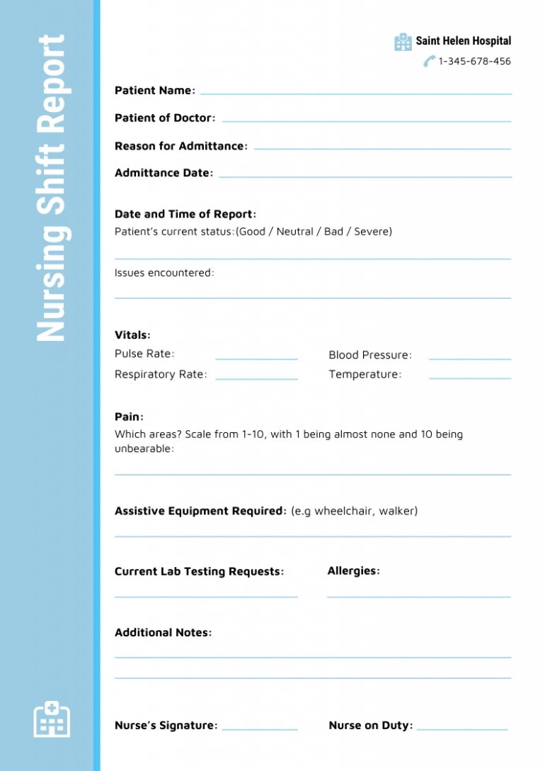 Top Printable End Of Shift Report Template Sample Tacitproject