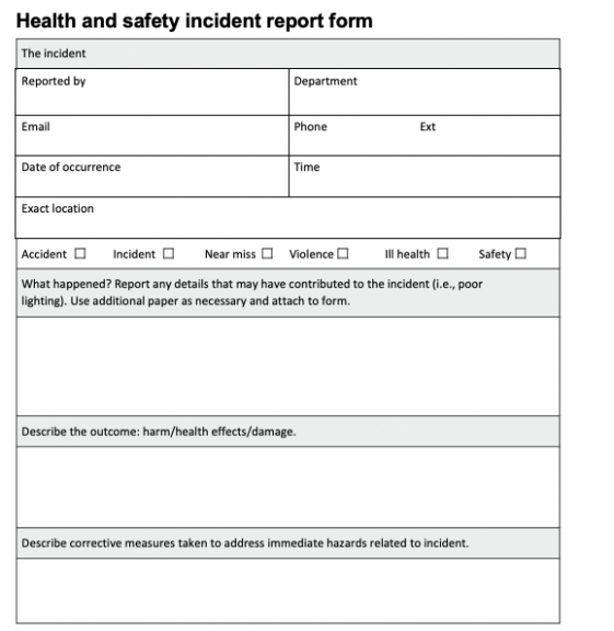 Top Printable Food Safety Incident Report Template Xls