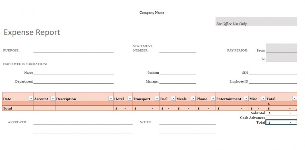 Top  Travel And Expense Report Template Docx