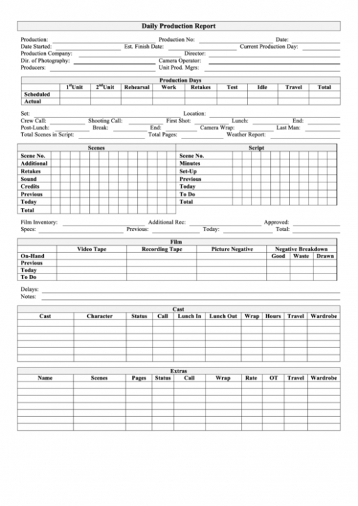 10 Editable Film Daily Production Report Template Pdf