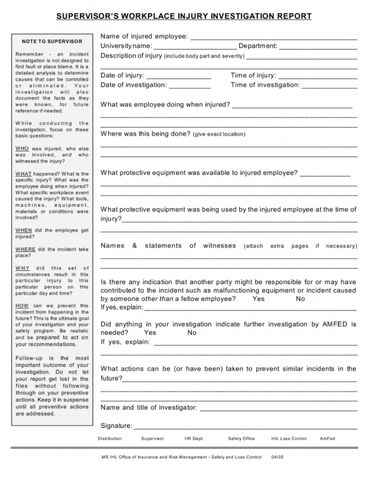 10 Editable Human Resources Incident Report Template Doc