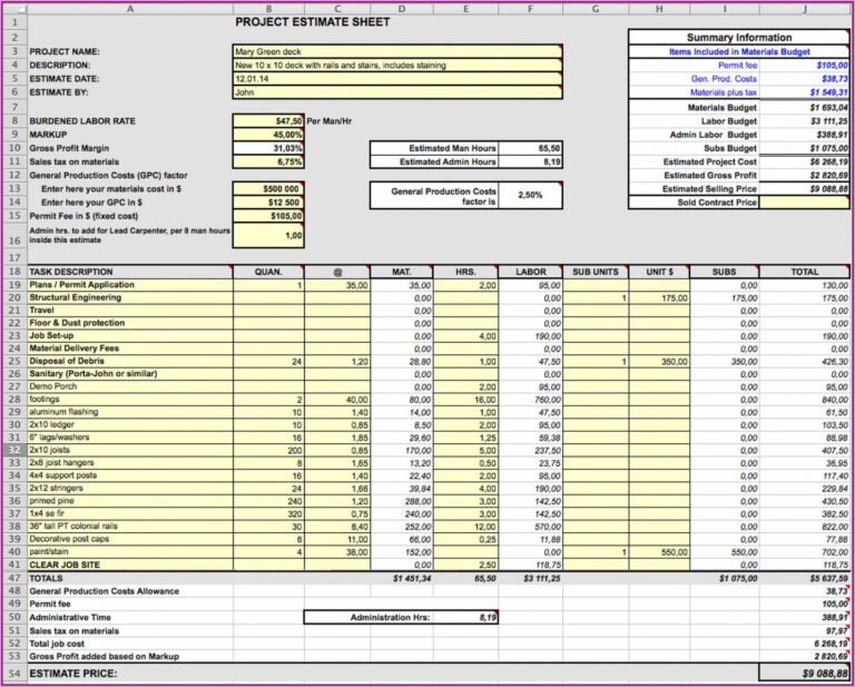 10 Printable Construction Job Cost Report Template - Tacitproject