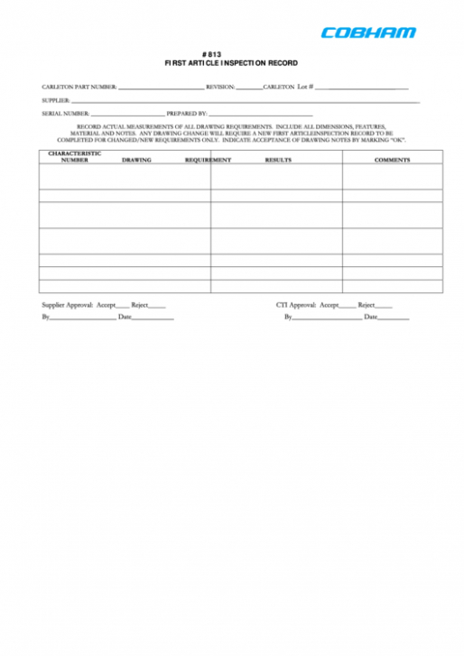 10 Printable First Article Inspection Report Template Doc