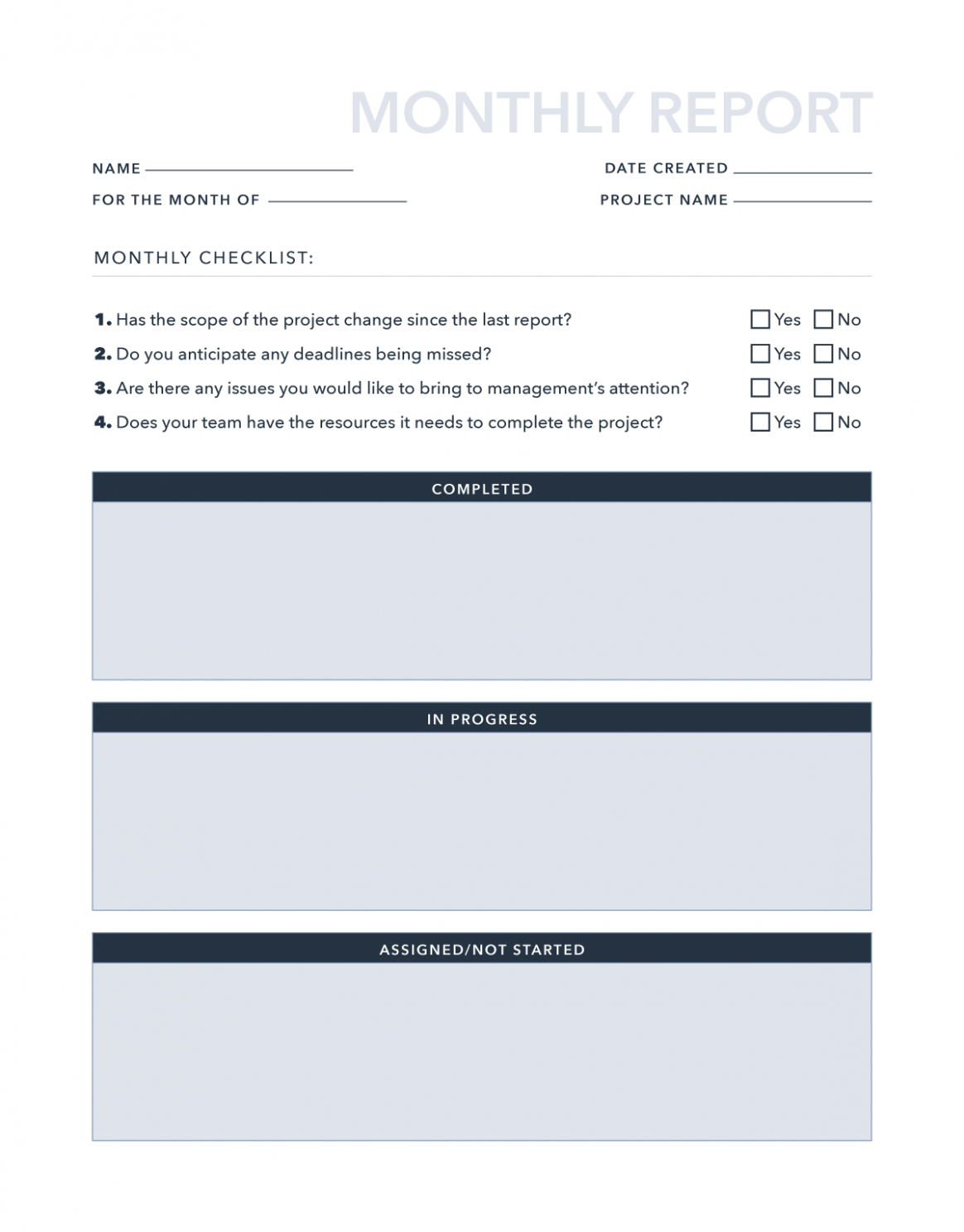 10 Printable General Manager Monthly Report Template Docx