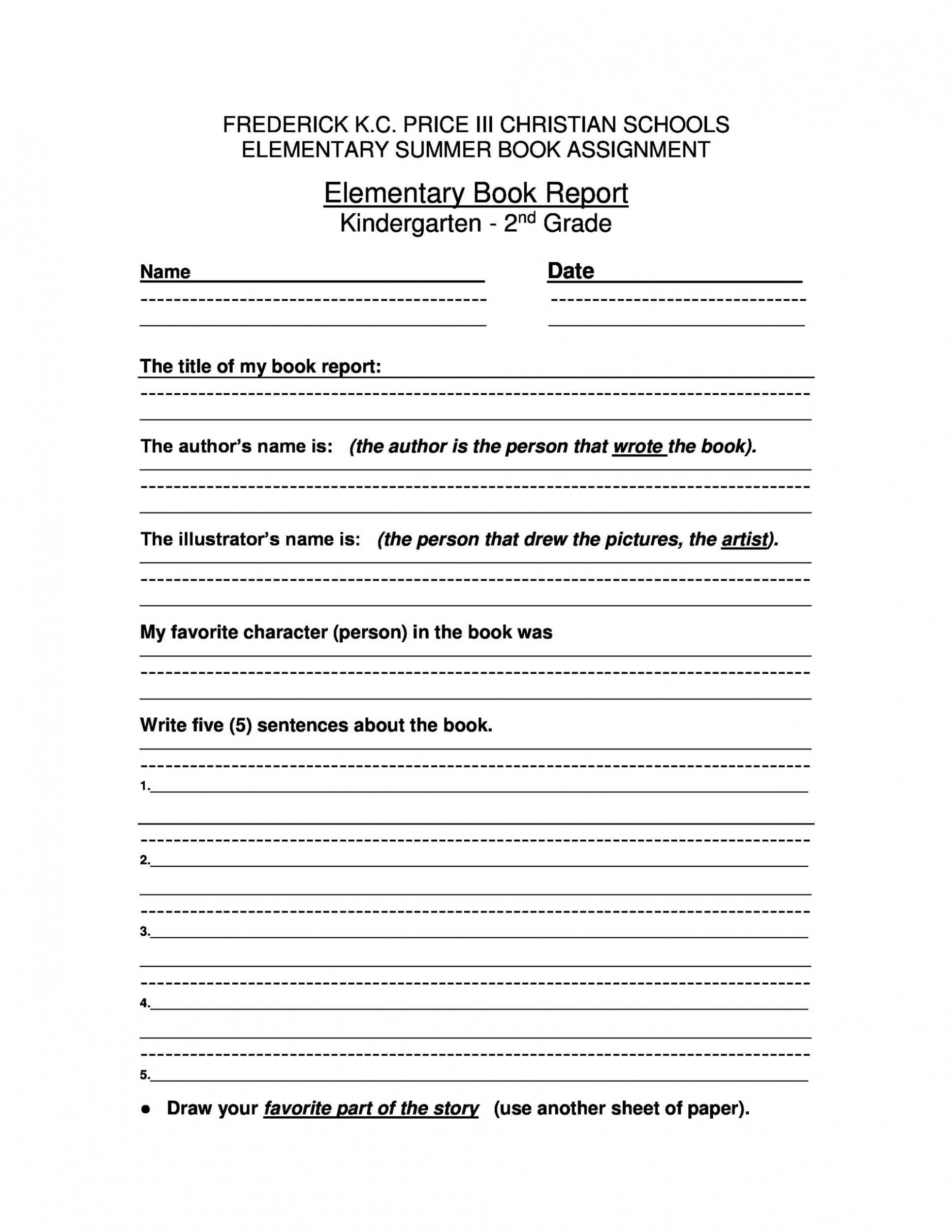 10 Printable Middle School Book Report Template Word