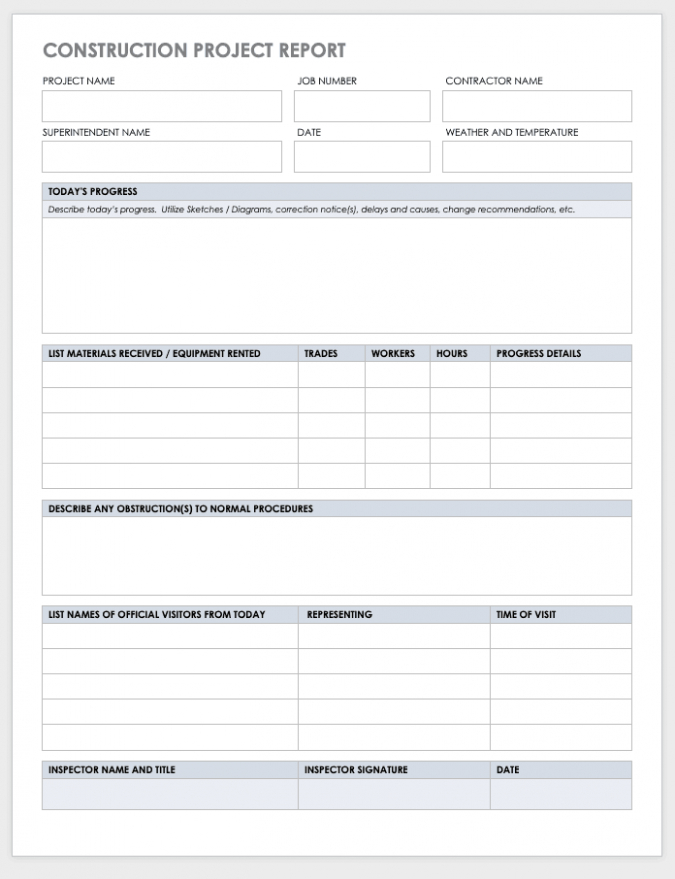 5 Editable Construction Project Daily Report Template Doc