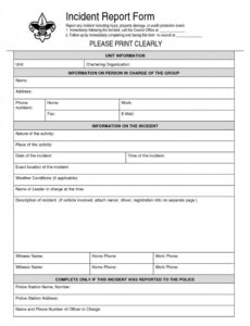 5 Printable Accident And Incident Report Template Pdf