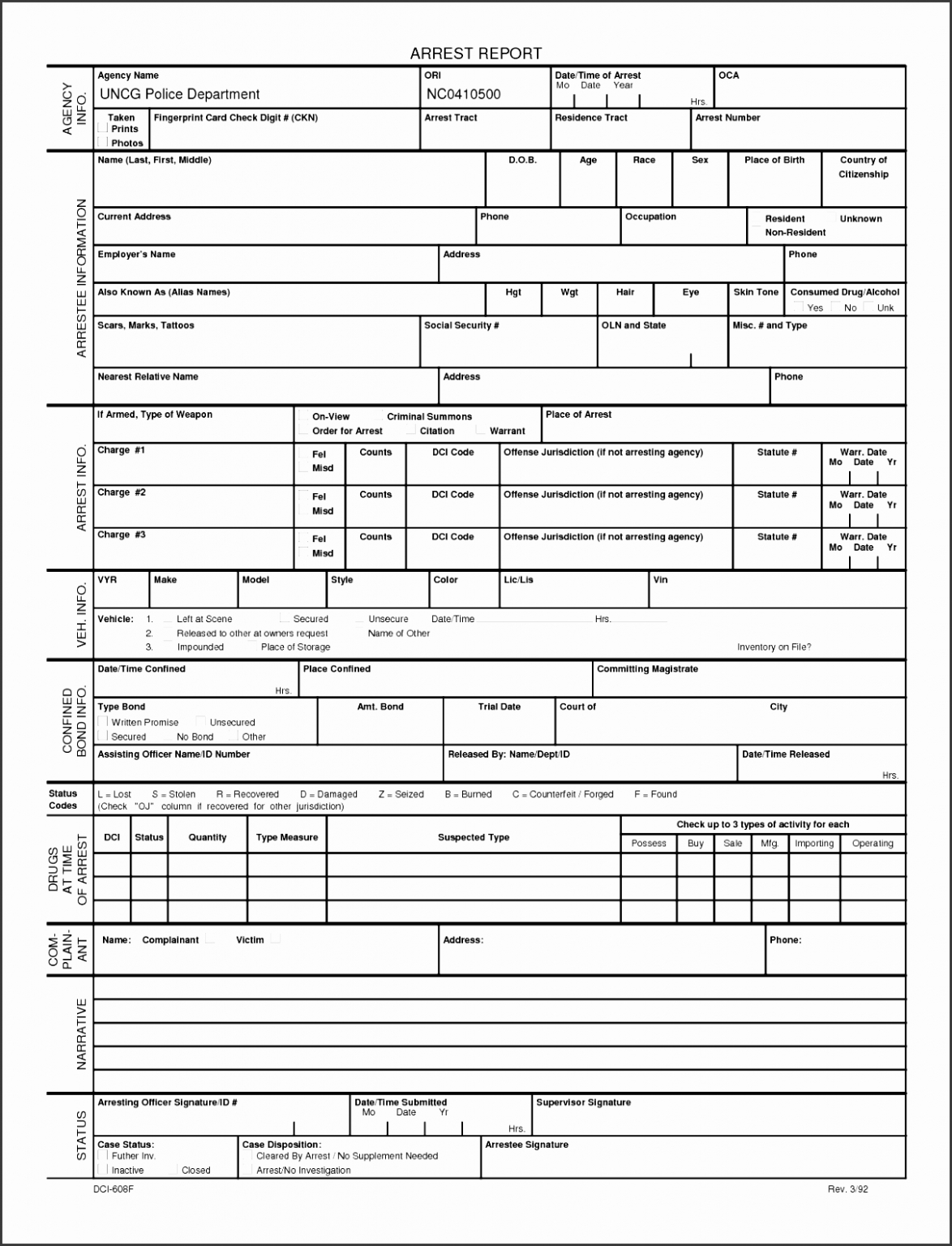 5 Printable Blank Fillable Police Report Template Excel