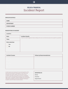 5 Printable Employee Behavior Incident Report Template Excel
