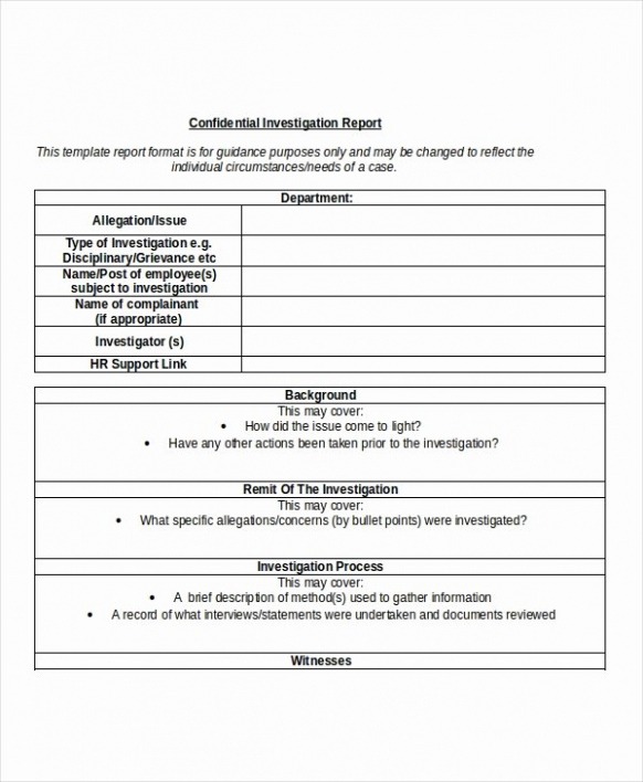 6 Editable Human Resources Investigation Report Template Pdf