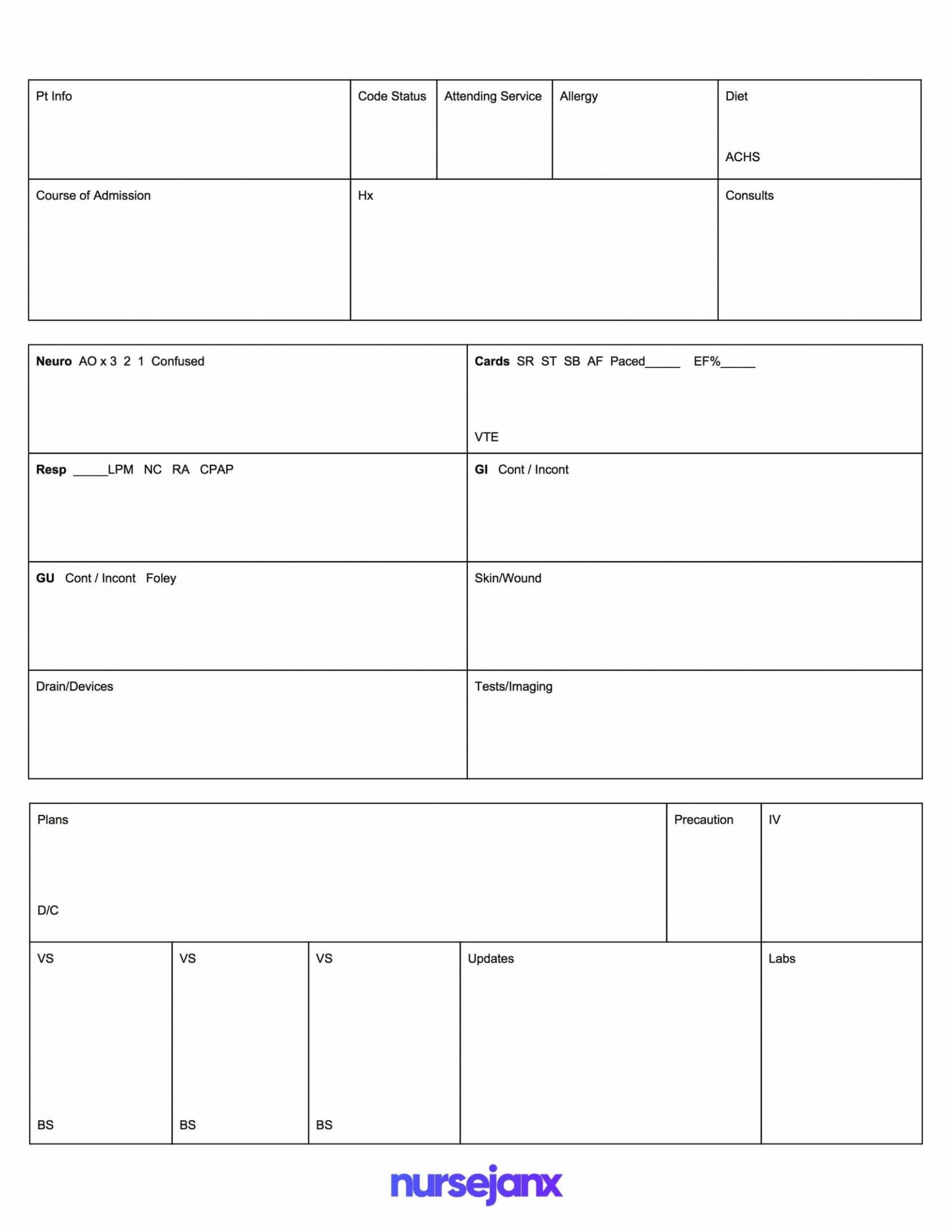 6  End Of Shift Nursing Report Template Excel