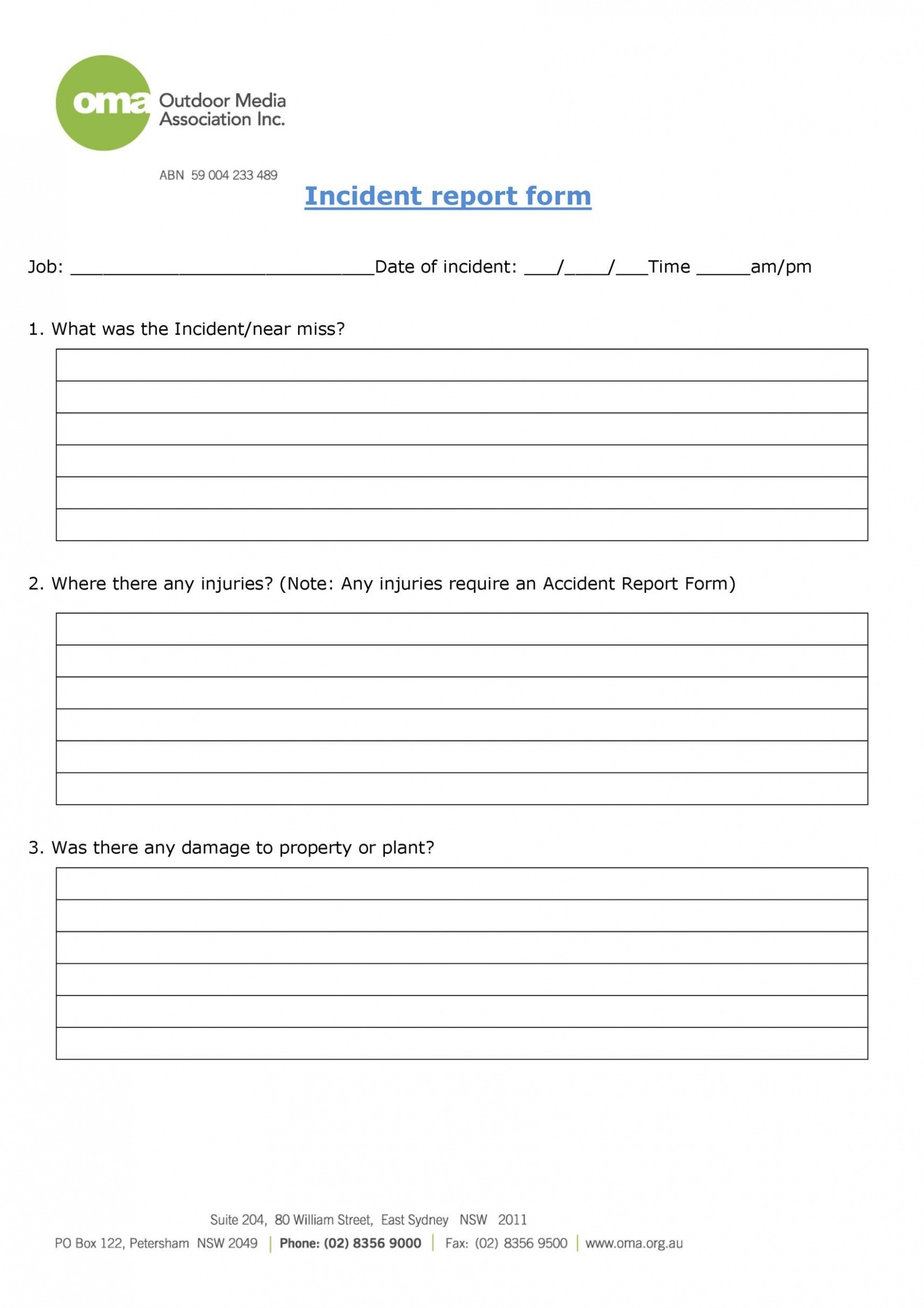 6 Printable Company Vehicle Incident Report Template Doc