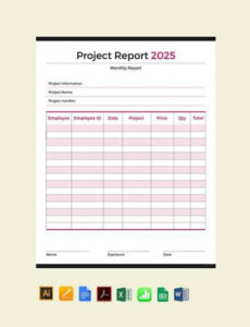 6 Printable Construction Project Monthly Report Template Xls