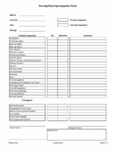 6 Printable Driver Vehicle Inspection Report Template Sample
