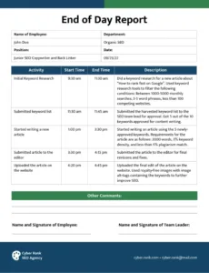 7} Editable End Of Week Report Template Docx