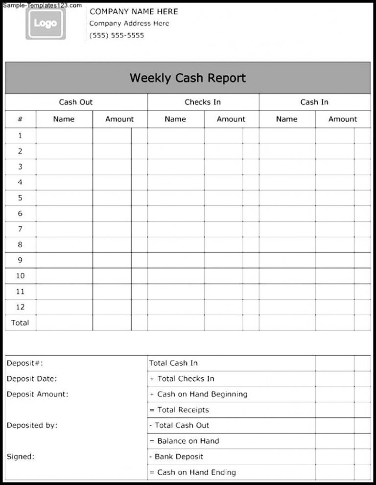 7 Printable Daily Cash Position Report Template Sample - Tacitproject