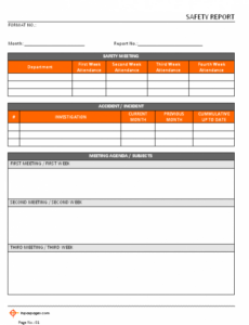 8 Printable Health And Safety Report Template Docx Tacitproject