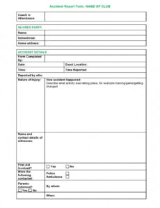 8 Editable Athletic Training Injury Report Template Word