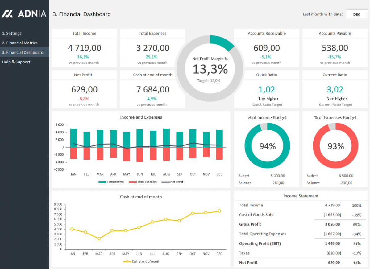 8 Printable Business Monthly Financial Report Template