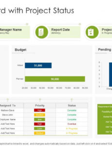 8 Printable Dashboard Project Status Report Template Sample