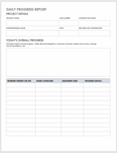 9  Construction Daily Progress Report Template Doc