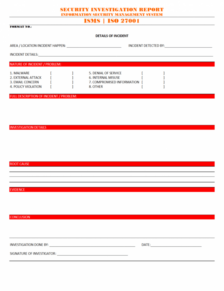 9 Printable Cyber Security Investigation Report Template Word ...