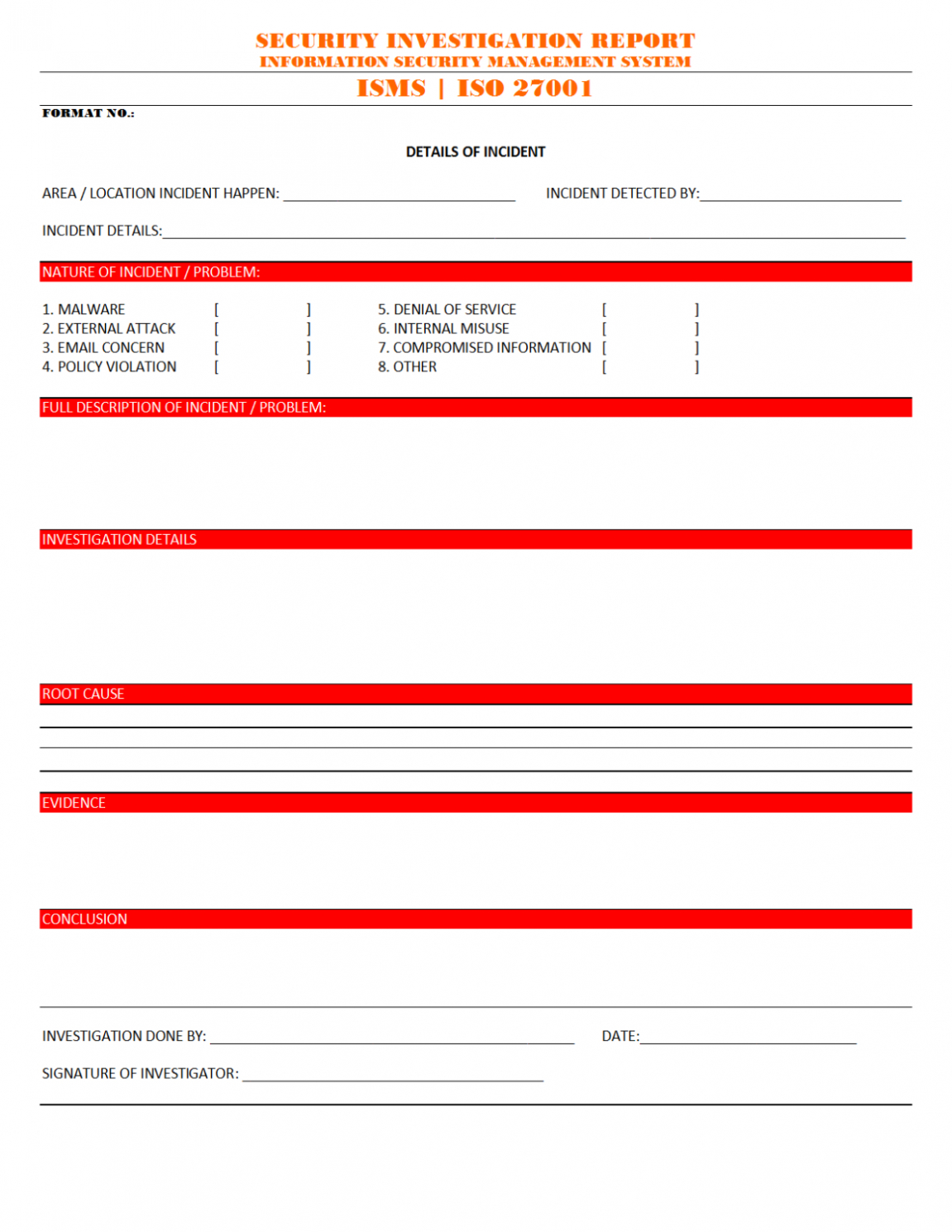 9 Printable Cyber Security Investigation Report Template Word