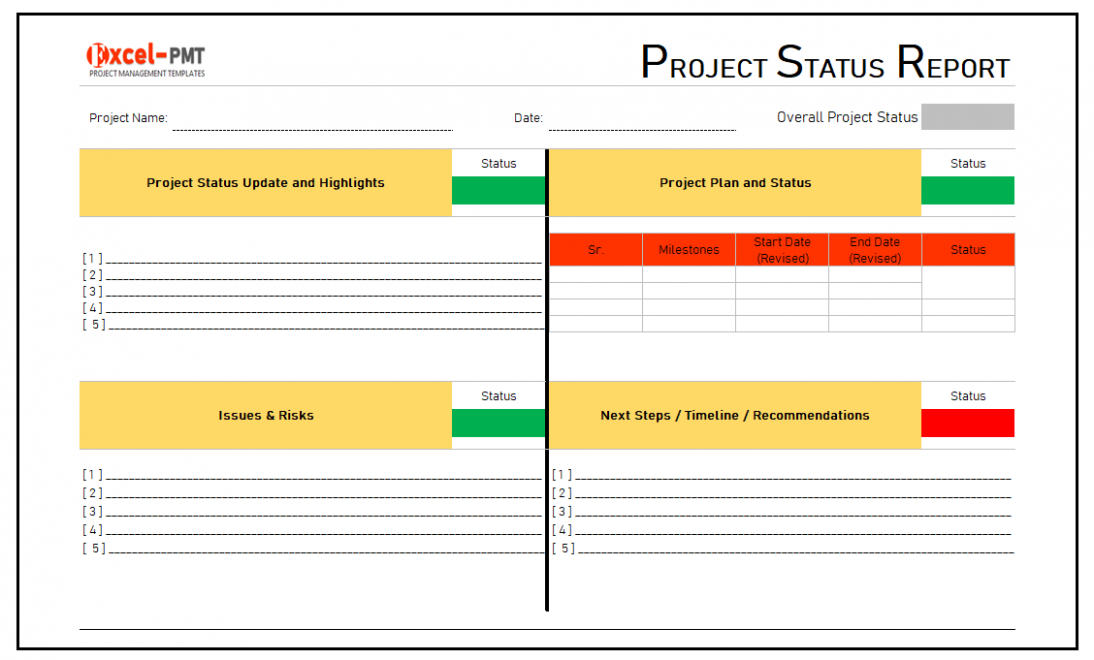 Best Editable A3 Project Status Report Template Example