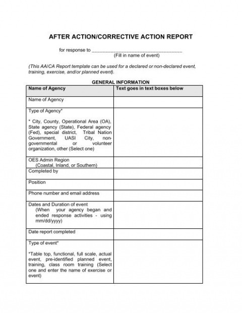 Best Editable Aar After Action Report Template Doc