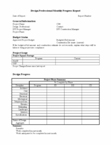 Best Printable Construction Monthly Progress Report Template Xls